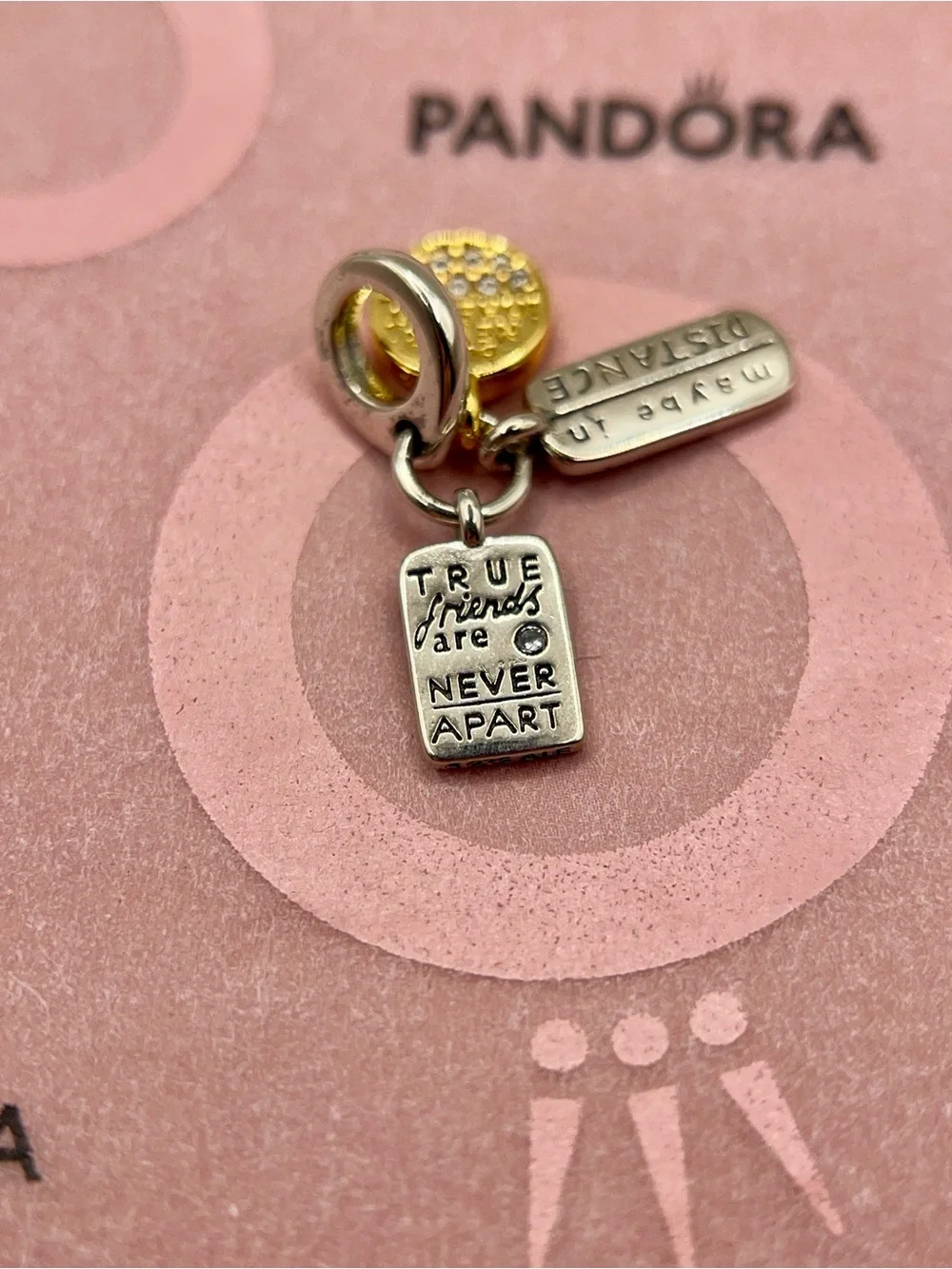 Pandora Friendship Triple Dangle Two-Tone Sterling Silver Charm 762243C01
